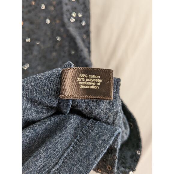 The Limited Sequin Front Top S Blue Womens Crew Cap Sleeve Shirt Shimmer Concert - Picture 5 of 8